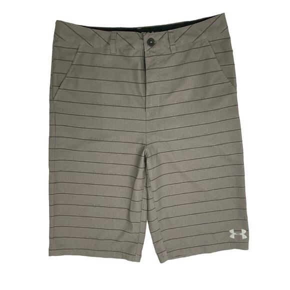 NWOT Boys Under Armor Shorts  Size 20/30” Color Gray with Black stripes - Picture 1 of 4